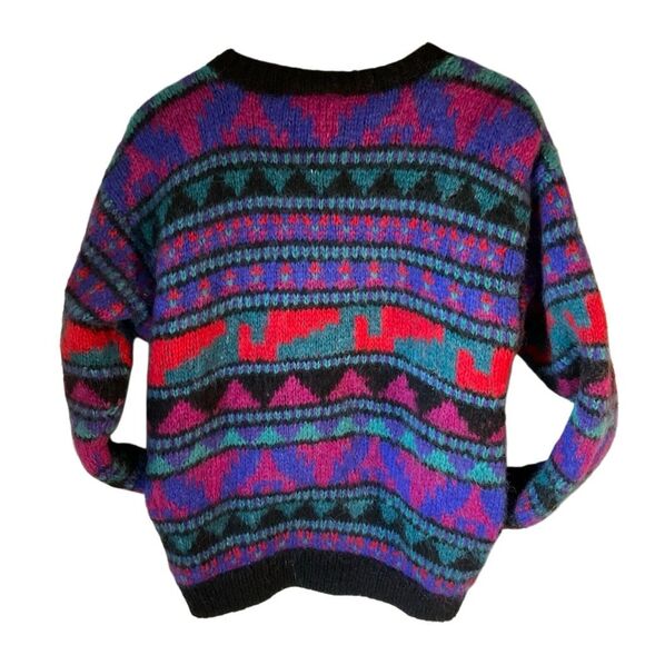 Vintage Icelandic Design 100% Wool Geometric Cardigan M/L - Picture 15 of 16